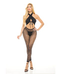 Pink Lipstick Gives You Hell Halter Bra, Pantyhose & G - String Black