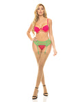 Pink Lipstick Come to Me Bra, Garter Belt & G - String Neon