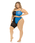 Pink Lipstick Block You Out Bandeau & Bottom Black/Blue
