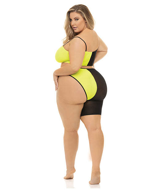 Pink Lipstick Block You Out Bandeau & Bottom Black/Yellow