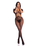 Pink Lipstick Amplify Crotchless Bodystocking Black