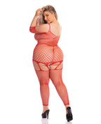 Pink Lipstick In My Head Net Bodystocking Red