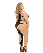 Pink Lipstick Show You How Cut Out Bodystocking Black