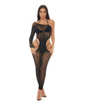 Pink Lipstick Star Sign Bodystocking - Black