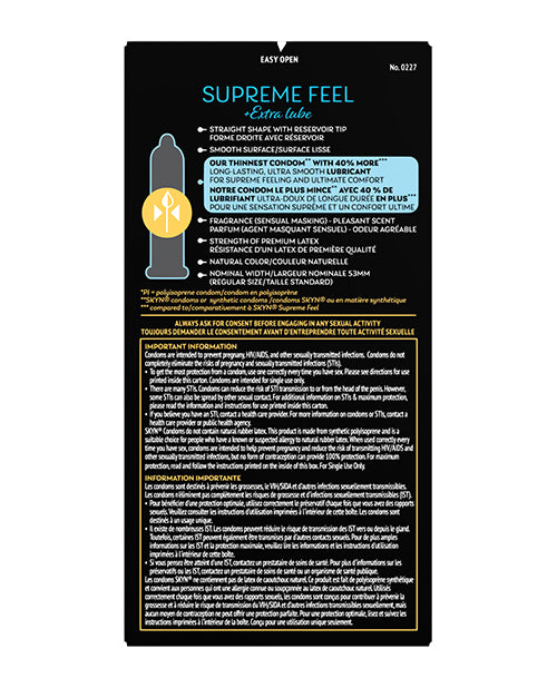 Lifestyles SKYN Supreme Feel Extra Lubrication Condoms - Box of 8