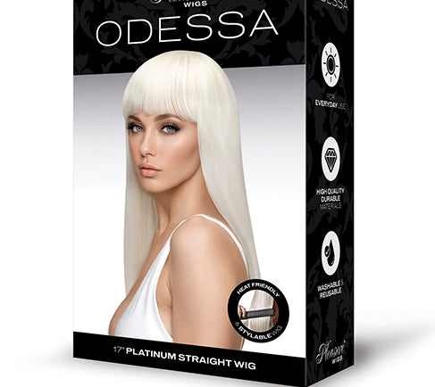 Odessa Platinum Blonde Straight Synthetic Wig (17")