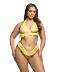 Lacy Sweet Flutter Lace Bralette w/Matching Panty 2 pc Set - Yellow