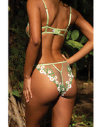 Daisy Tease Embroidered Daisy Lace & Stretch Satin 2 pc Set - Green
