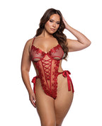Ravishing Rouge Lace Up Teddy - Red