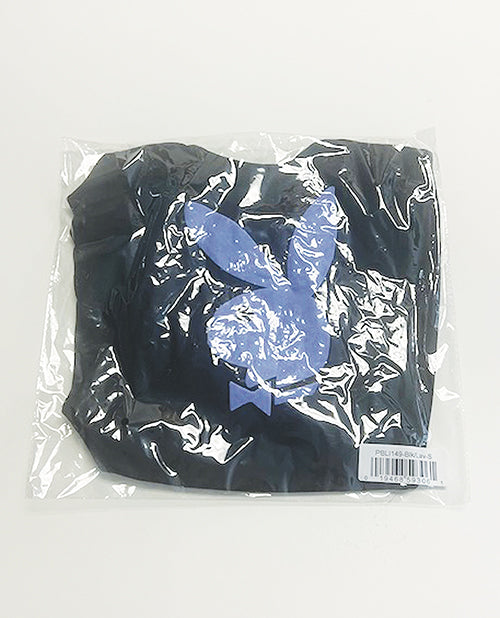 Playboy Scoop Neck Teddy w/Thong Back & Bunny Logo - Black/Lavender