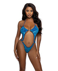 Embossed Velvet Ring Bodysuit - Turquoise