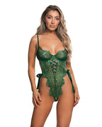 Dreamer' Lust Lace and Satin Teddy - Green