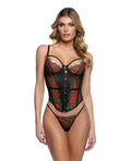 Cherry Delight Embroidered Underwire Corset w/G - String - Black