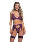 Floral Lace Fetish 2 pc Set - Purple