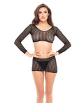Rene Rofe Crochet Net Bodystocking Black