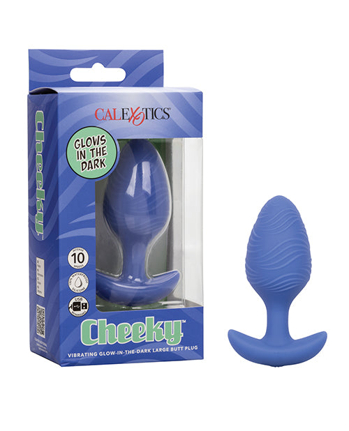 Cheeky Glow in the Dark Vibrating Butt Plug - Blue