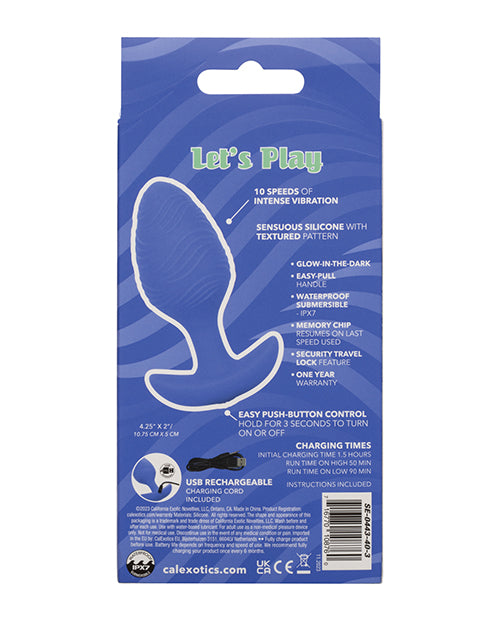 Cheeky Glow in the Dark Vibrating Butt Plug - Blue