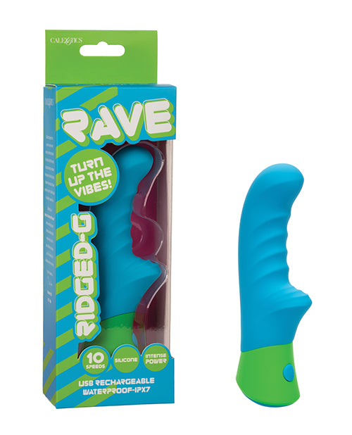 Rave Ridged - G Massager w/Rippled Shaft & Stimulator - Blue/Green