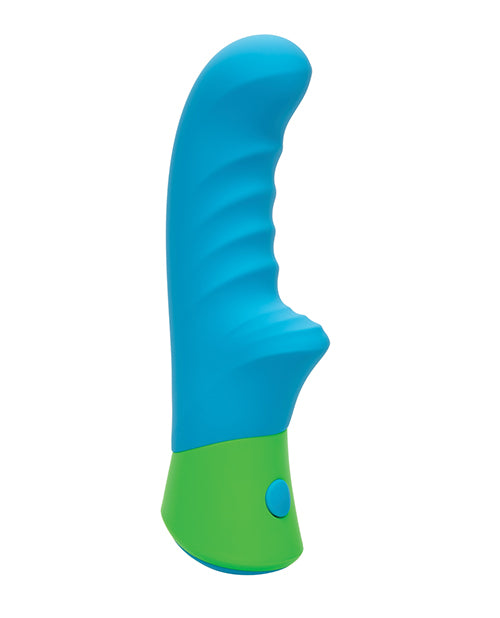 Rave Ridged - G Massager w/Rippled Shaft & Stimulator - Blue/Green