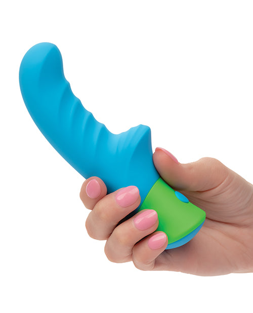 Rave Ridged - G Massager w/Rippled Shaft & Stimulator - Blue/Green