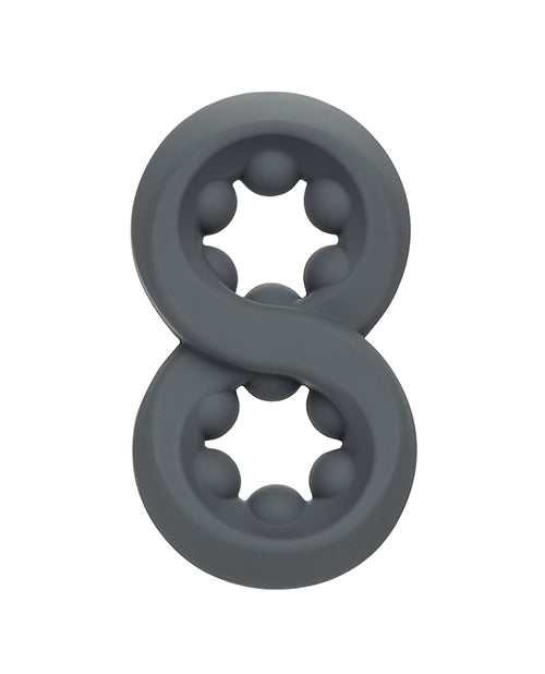 Alpha Liquid Silicone Beaded Crazy 8 Ring - Grey