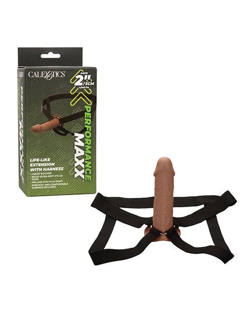 Performance Maxx Life - Like Penis Extension w/Harness - Brown