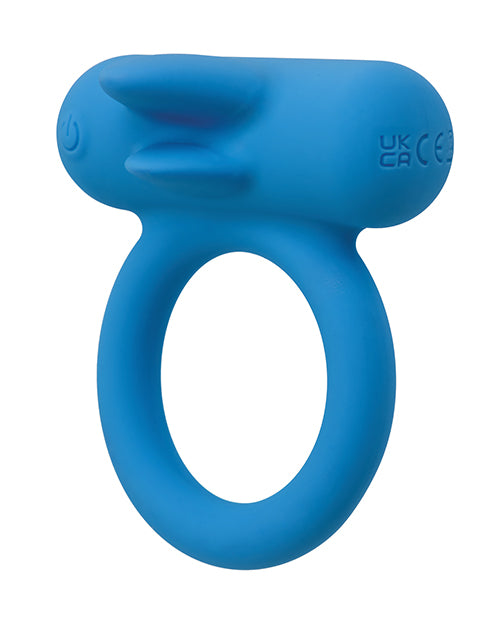 Couple' Enhancer Silicone Rechargeable Double Trouble Enhancer w/Flickering Dual Teasers - Blue