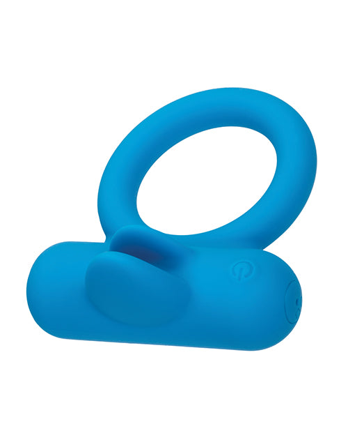 Couple' Enhancer Silicone Rechargeable Double Trouble Enhancer w/Flickering Dual Teasers - Blue