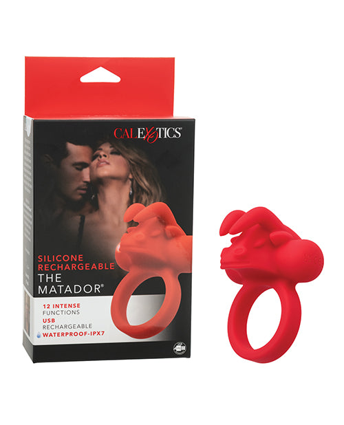 Couple' Enhancer Silicone Rechargeable The Matador Enhancer w/Triple Stimulation - Red