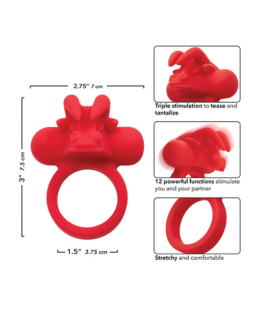 Couple' Enhancer Silicone Rechargeable The Matador Enhancer w/Triple Stimulation - Red