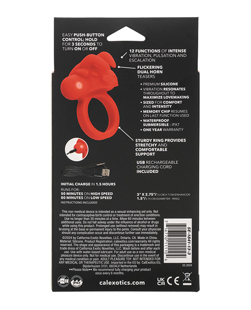 Couple' Enhancer Silicone Rechargeable The Matador Enhancer w/Triple Stimulation - Red