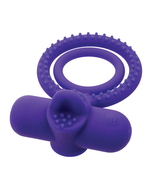 Couple' Enhancer Silicone Rechargeable Dual Climaxer Enhancer w/Flickering Tongue - Purple