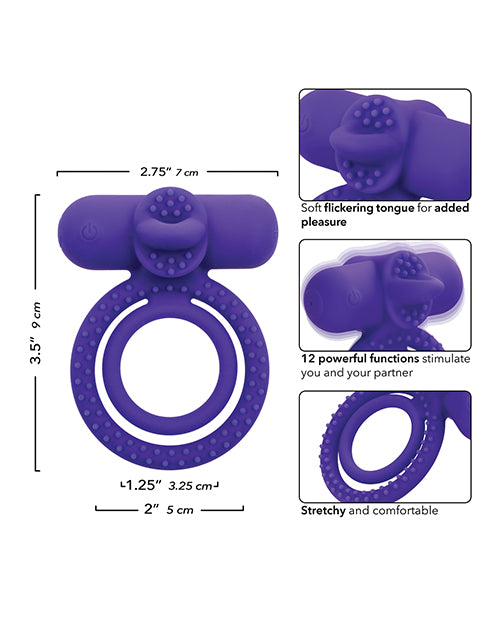 Couple' Enhancer Silicone Rechargeable Dual Climaxer Enhancer w/Flickering Tongue - Purple