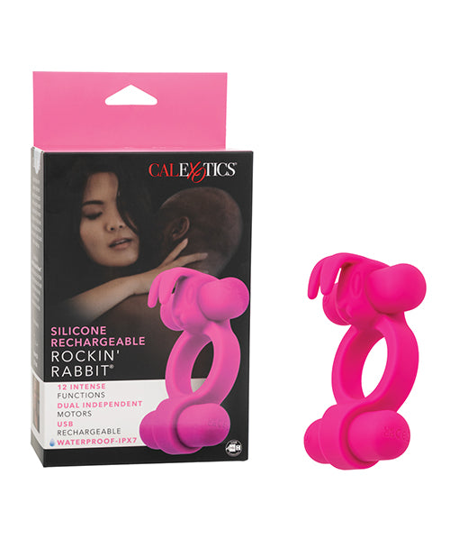 Couple' Enhancer Silicone Rechargeable Rockin' Rabbit Enhancer - Fuchsia