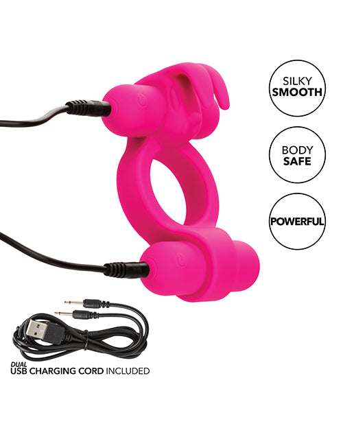 Couple' Enhancer Silicone Rechargeable Rockin' Rabbit Enhancer - Fuchsia