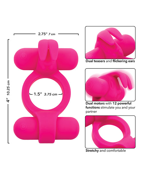 Couple' Enhancer Silicone Rechargeable Rockin' Rabbit Enhancer - Fuchsia