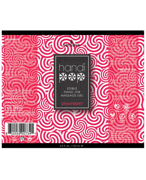 Handipop Hand Job Massage Gel - Bottle Strawberry