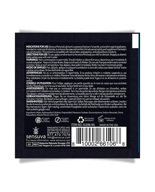 Sensuva Natural Water Based Personal Lubricant Single Use Packet - Cotton Candy