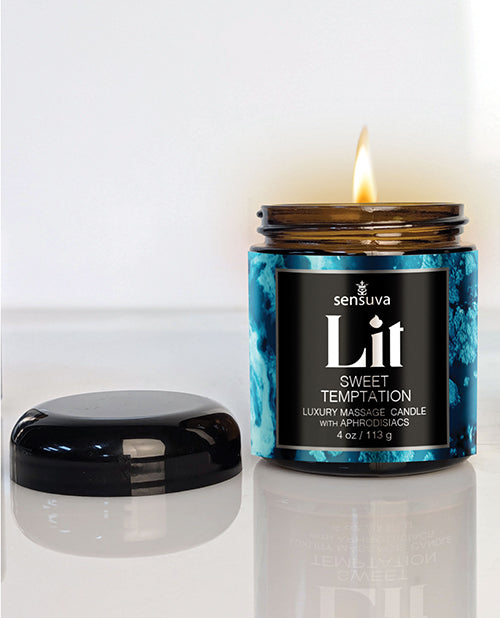 Sensuva Lit Sweet Temptation Luxury Massage Candle - Vanilla, Sugar & Sweet Pea