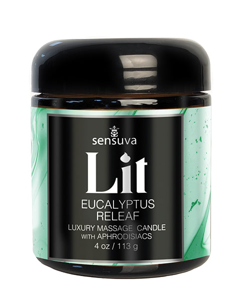Sensuva Lit Eucalyptus & Tea Leaf Releaf Luxury Massage Candle