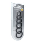 Shots Levelz Classic Silicone Cock Ring Set of 6 All Sizes - Black