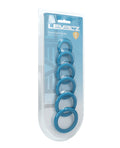 Shots Levelz Classic Silicone Cock Ring Set of 6 All Sizes - Teal