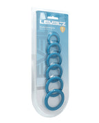 Shots Levelz Classic Silicone Cock Ring Set of 6 All Sizes - Teal