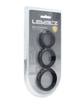 Shots Levelz Wide O Silicone Cock Ring Set of 3 - Black