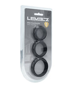 Shots Levelz Wide O Silicone Cock Ring Set of 3 - Black
