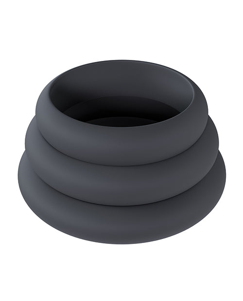 Shots Levelz Wide O Silicone Cock Ring Set of 3 - Black