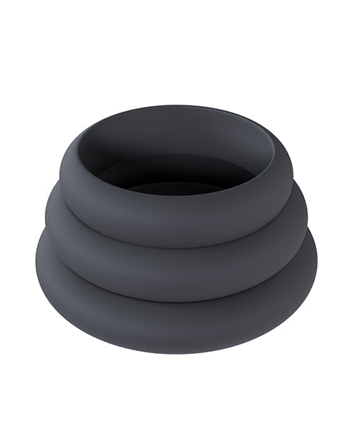 Shots Levelz Wide O Silicone Cock Ring Set of 3 (42 mm, 50 mm, 55 mm) - Black