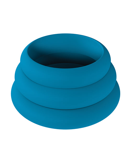 Shots Levelz Wide O Silicone Cock Ring Set of 3 (42 mm, 50 mm, 55 mm) - Teal