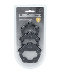 Shots Levelz Beaded Silicone Cock Ring Set of 3 (35 mm, 40 mm, 45 mm) - Black