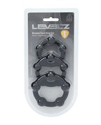 Shots Levelz Beaded Silicone Cock Ring Set of 3 (35 mm, 40 mm, 45 mm) - Black
